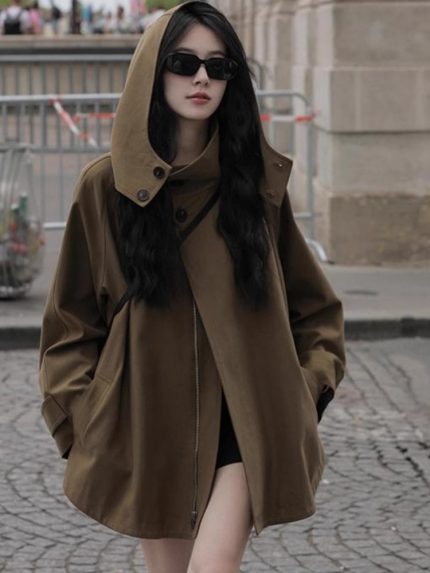 【現貨爆款】秋冬新款 斗篷風衣外套 美拉德英倫風 高品質連帽工裝  【現貨爆款】秋冬新款 斗篷風衣外套 美拉德英倫風 高品質連帽工裝